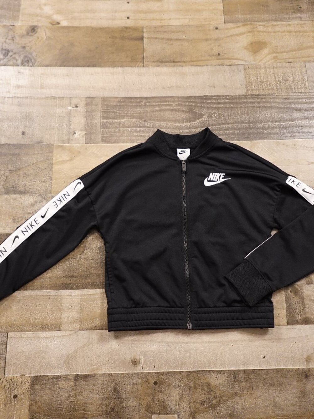 Nike Track Jacket‎ Youth Large Black Full Zip Logo Tape Athletic